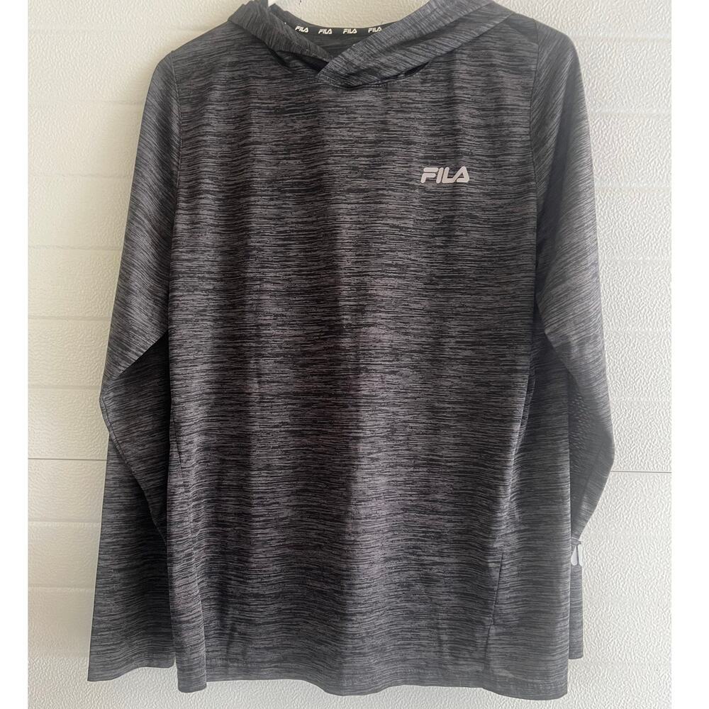 FILA Athletic Long Sleeve Hoodie - Black & Gray - Men's M